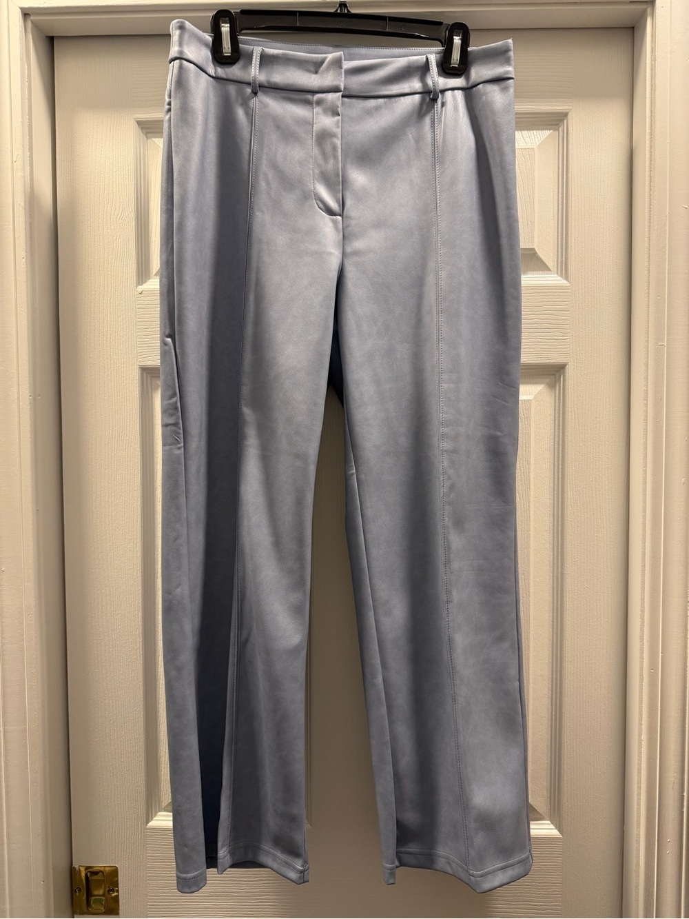 Seven for Mankind Light Periwinkle Faux Leather Straight-Leg Trousers - L